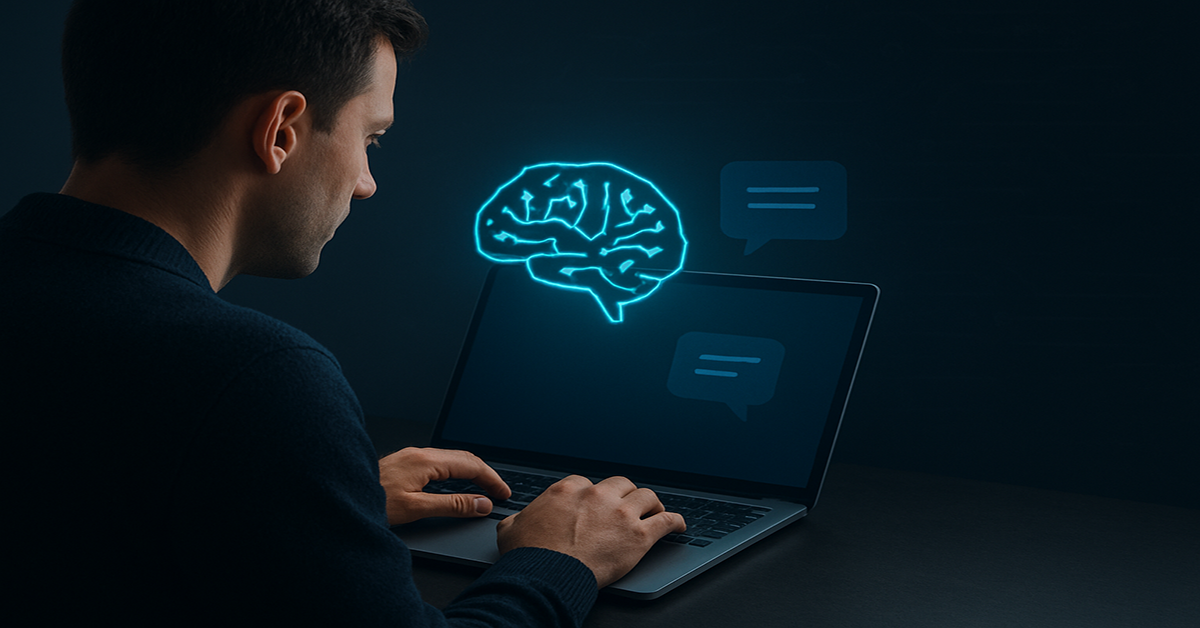 Man interacting with AI